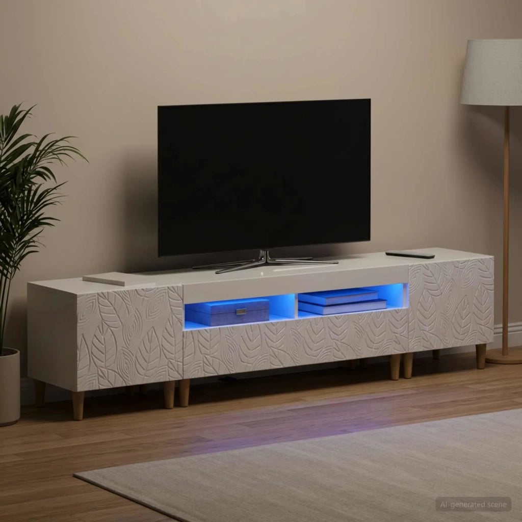 Mobile TV LED a 5 pezzi Bianco Lucido Legno ingegnerizzato 3416762