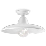 Plafoniera Industrial Minimal Nordico B&W Metallo Smaltato Bianco 1 Luce E27