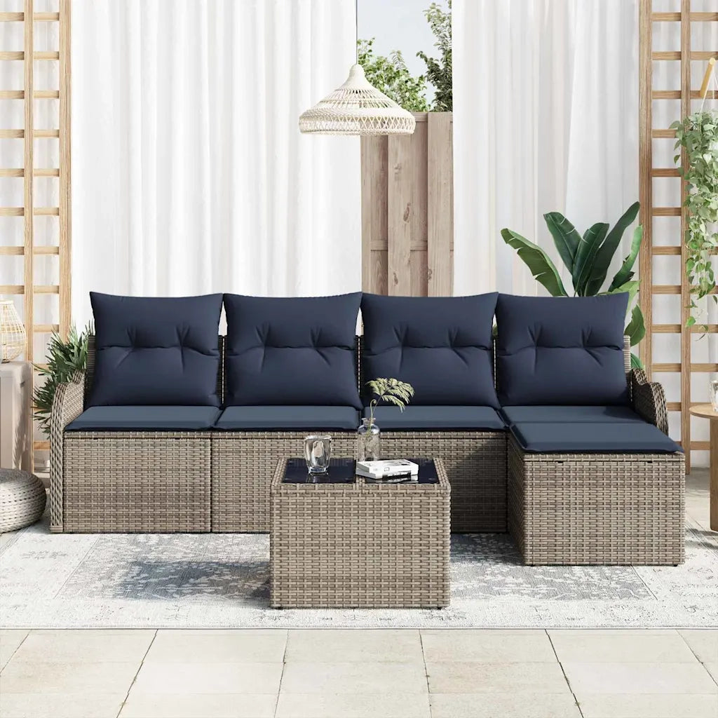 Set Divano da Giardino Grigio polyrattan 3345675