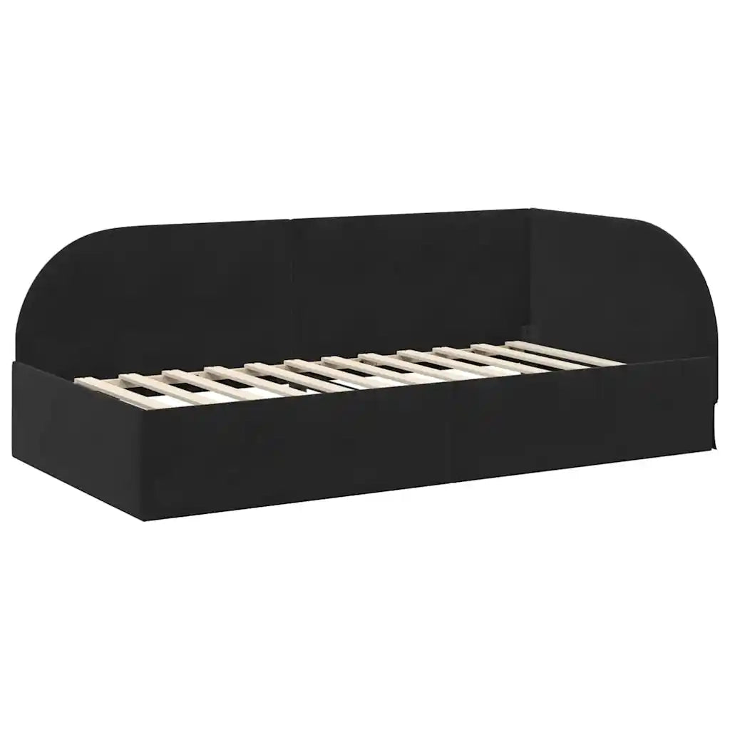 Cornice del letto ad angolo Nero 100 cm x 200 cm Velluto
