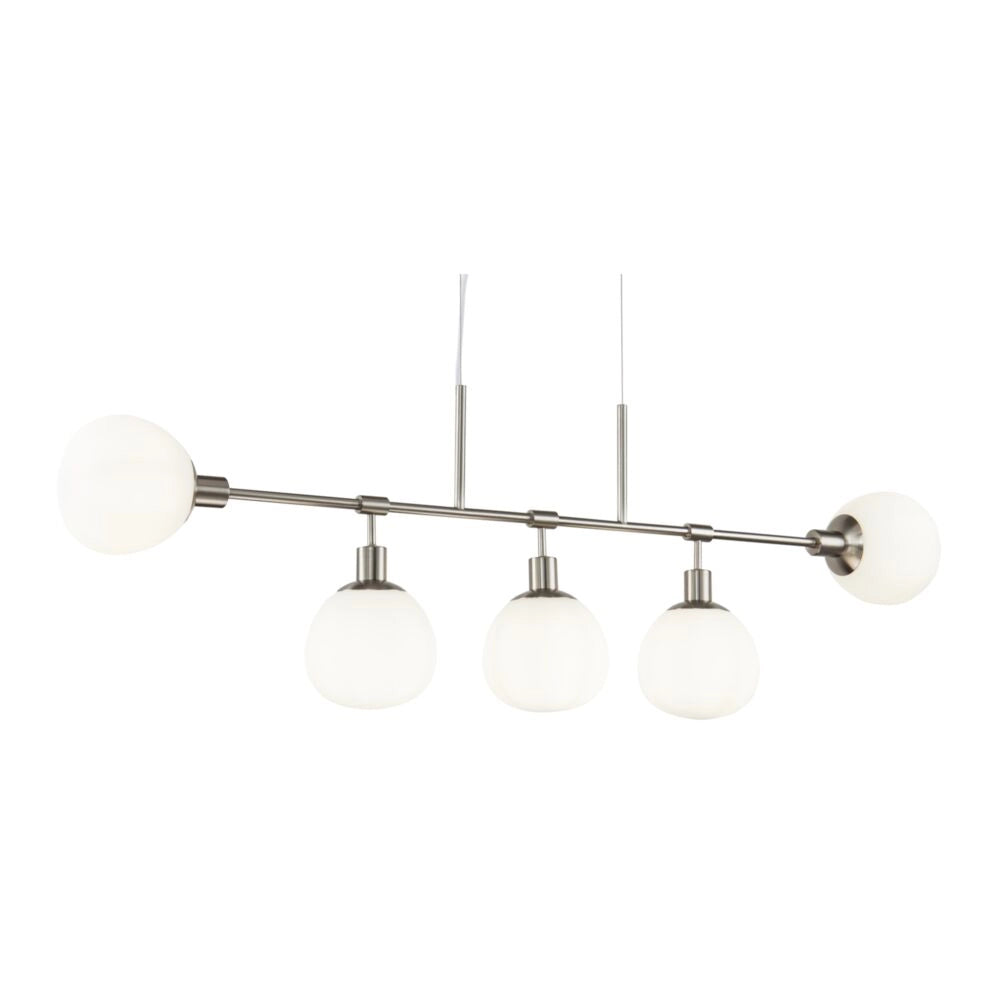 Maytoni Lampadario Sospensione Erich 5 luci E14 nichel metallo diffusore vetro