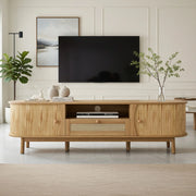 Cassettiera TV in MDF naturale; lunghezza 165 cm