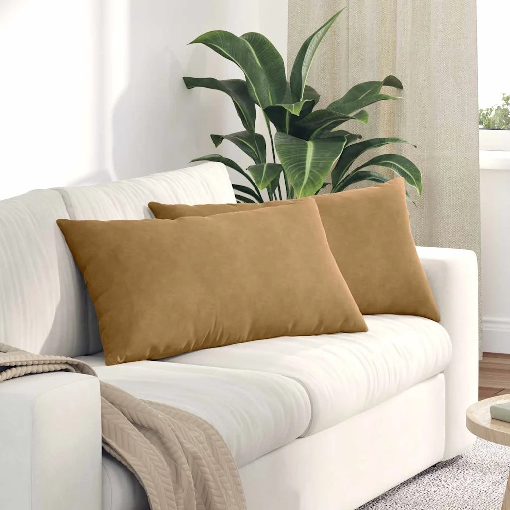 Cuscini da Divano 2 pz-Set di 2 Cuscini per Sofa Marrone 80 x 40 cm Tessuto in Cords