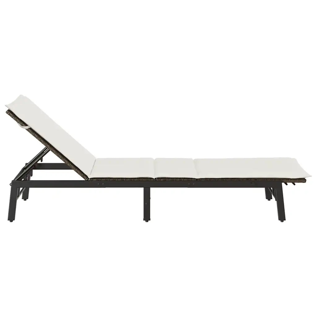 Lettino Prendisole con Cuscino Marrone in Polyrattan 4104080