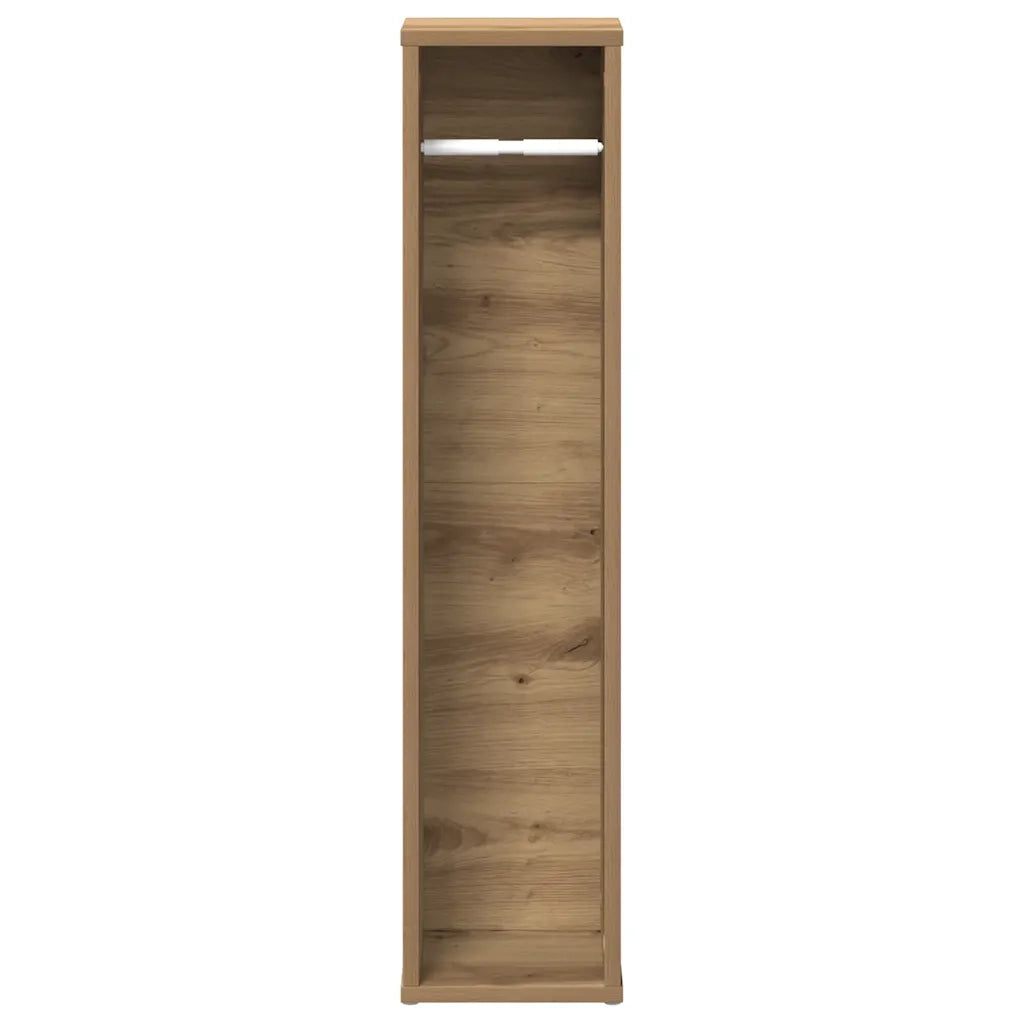 Mobiletto da bagno con portarotolo finitura rovere artigianale 20,5x20x90 cm 858514
