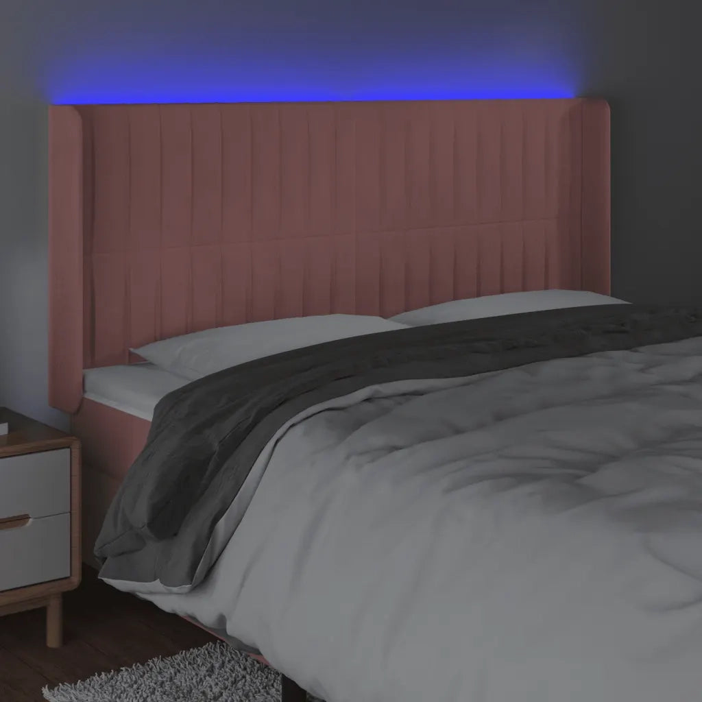Testiera a LED rosa 183x16x118/128 cm in Velluto 3124351