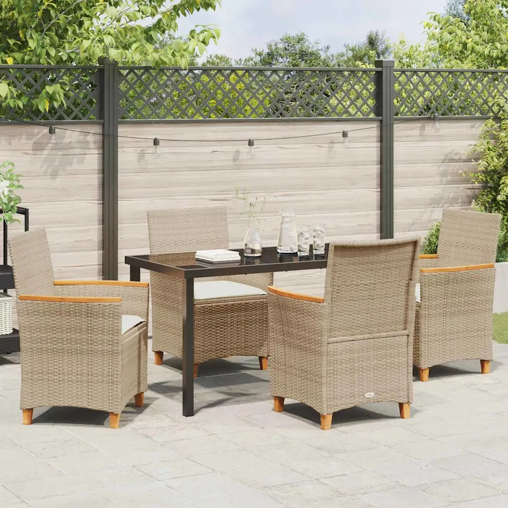 Set da Pranzo per Giardino 5 pcs Beige polyrattan