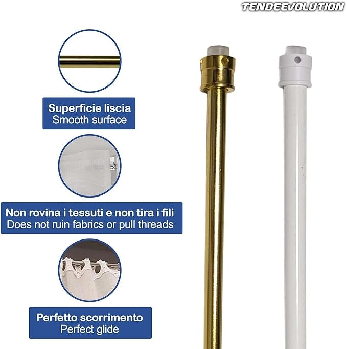 Astina a Molla in Acciao Zincato - Bastoncini Pressione Estensibili 27-36cm - Colore Oro