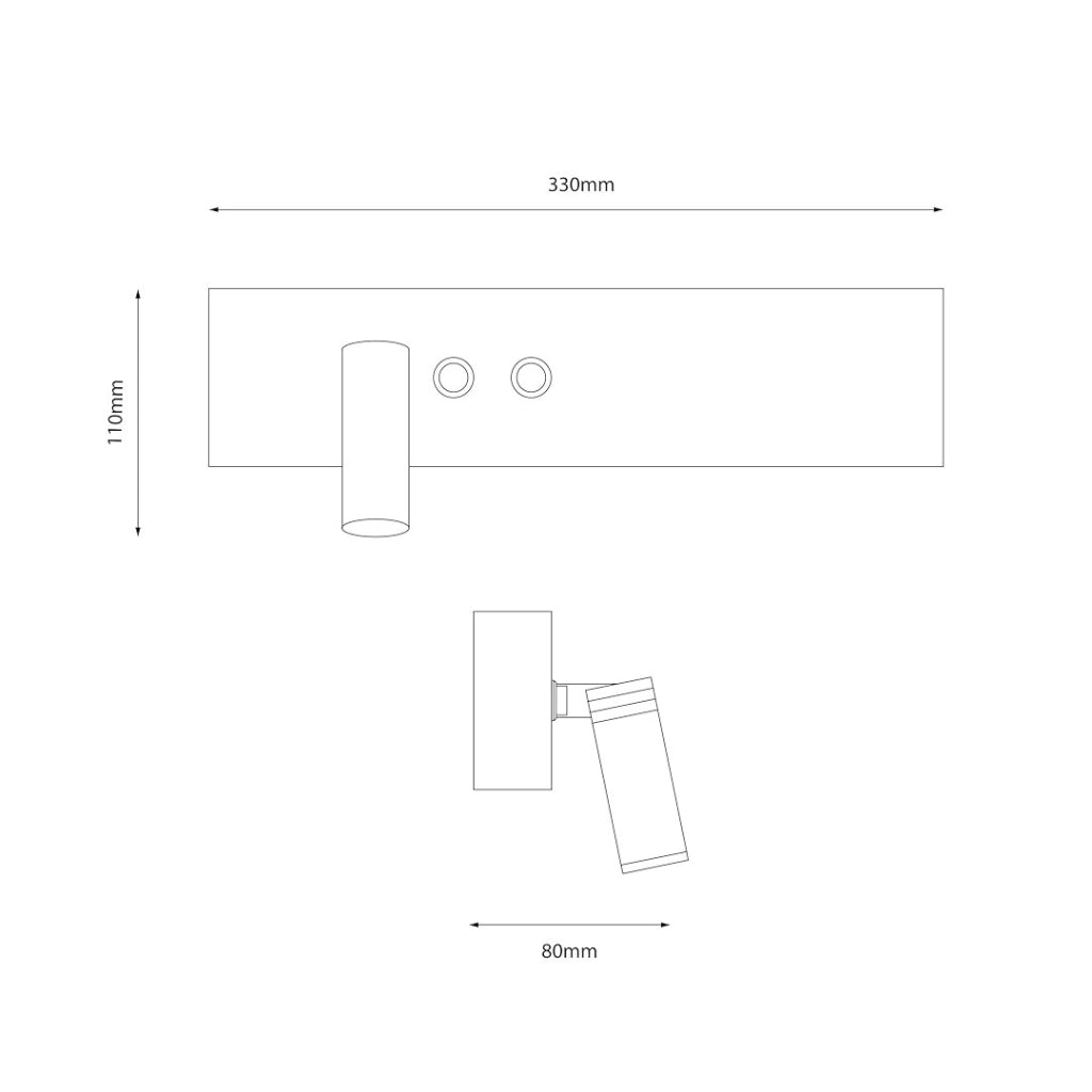 Applique lettura moderna nera sinistra LED 10+3W 4000K switch