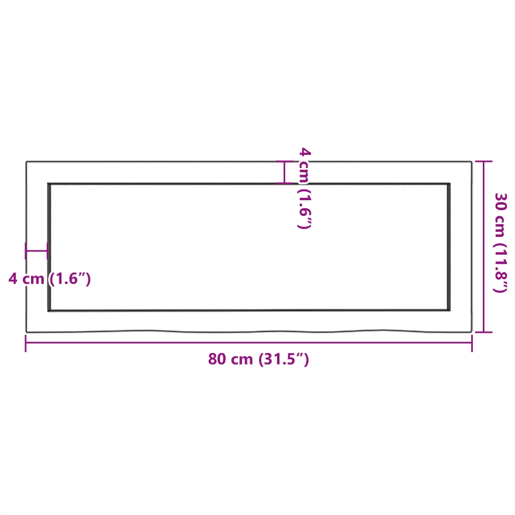 Piano Bagno Marrone 80x30x(2-6) cm Legno Massello Trattato CFW3658875