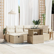 Set Divano da Giardino con cuscino 7 pcs Beige Poly Rattan