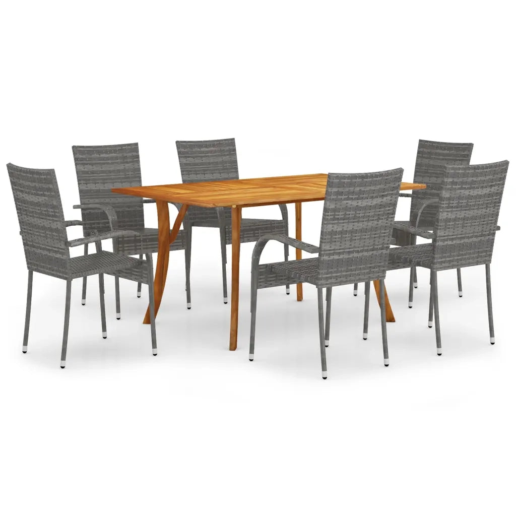 Set da Pranzo per Giardino 7 pz Grigio 3072132