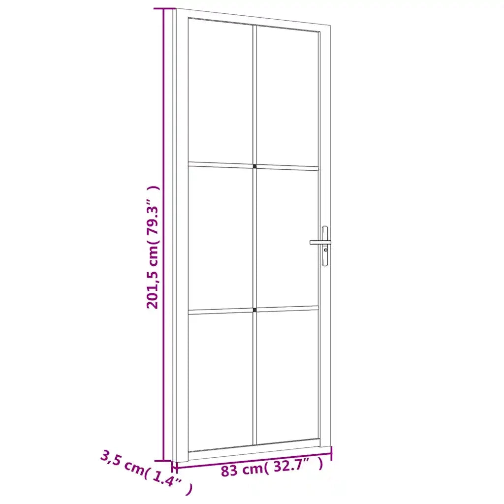 Porta Interna 83x201,5 cm Bianca in Vetro ESG e Alluminio 350573