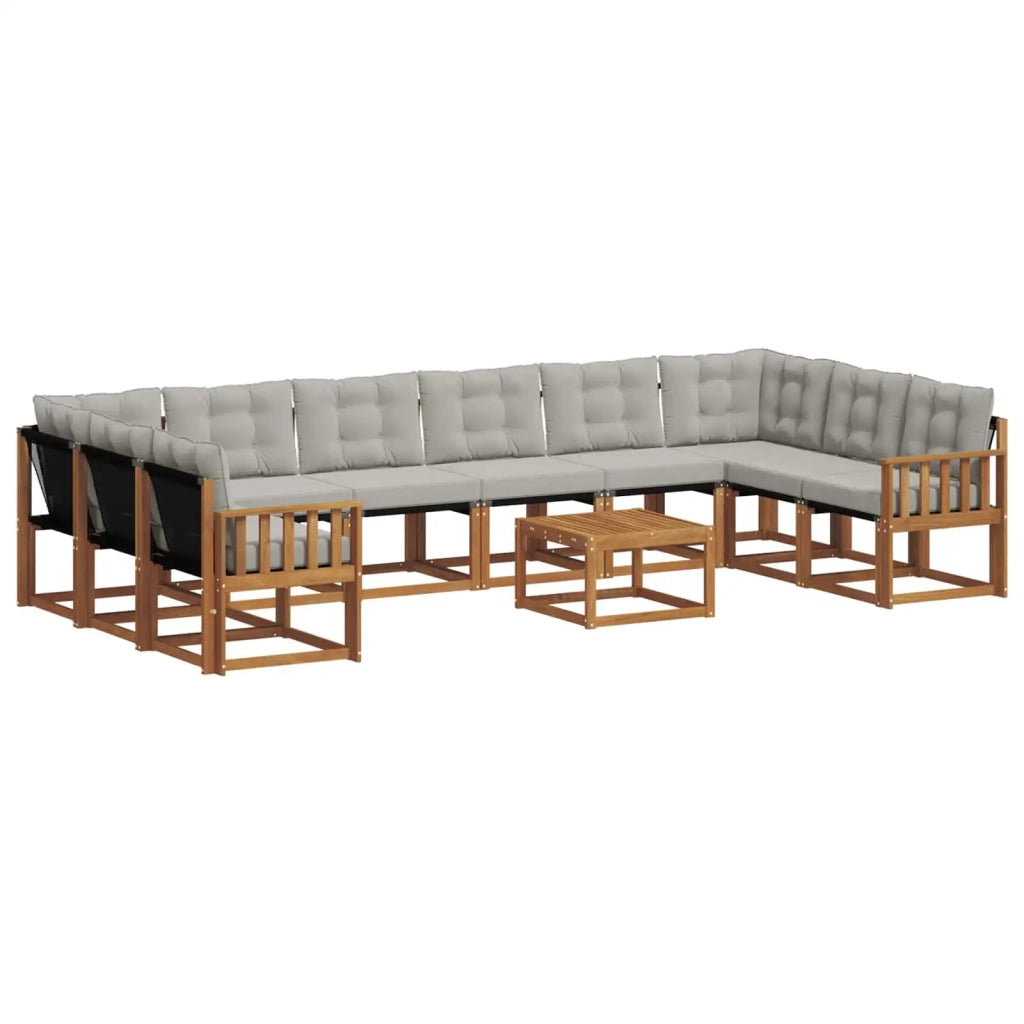 Set di divani da esterno 11 pcs Grigio Naturale e Chiaro 3369118