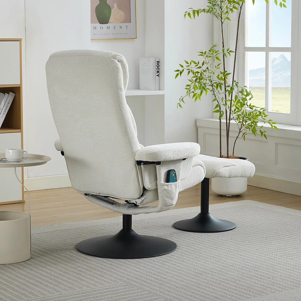 Poltrona massage - Xylo - 5 punti riscaldamento 360° chenille bianco