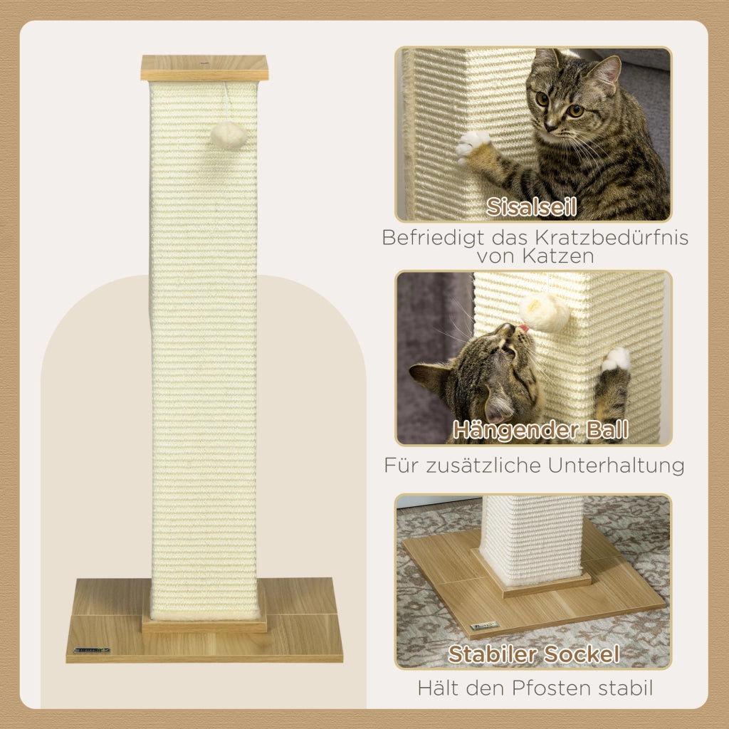 Tiragraffi per gatti ¨C zephmum ¨C 38x38x80 cm, beige e marrone