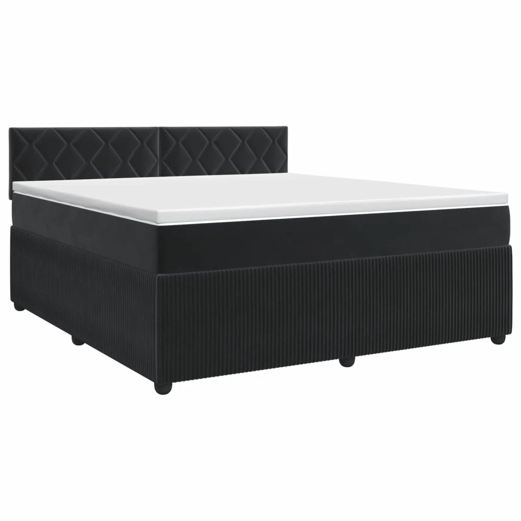 Letto box spring con materasso Nero 140 x 190 cm Velluto 3451681