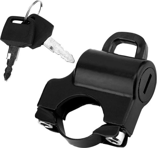 Blocco di sicurezza per casco - 22mm sterzo - universale - blocco di sicurezza per casco - con 2 chiavi - nero.