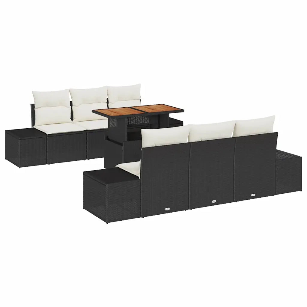 Set da Pranzo per Giardino con cuscino 7 pcs Nero e Crema 3349907