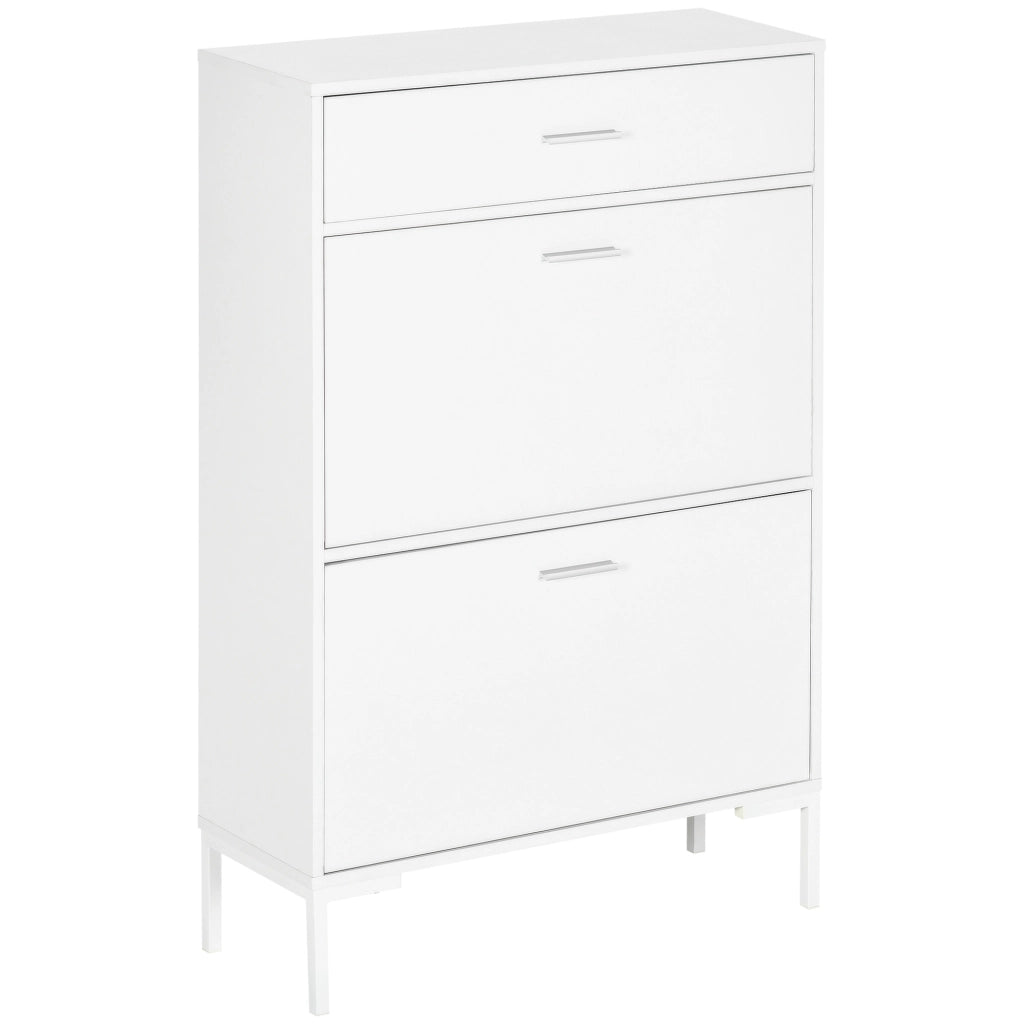 Mobile Scarpiera con 2 Ante e Cassetto ¨C Minimal ¨C Bianco 76x26x110 cm