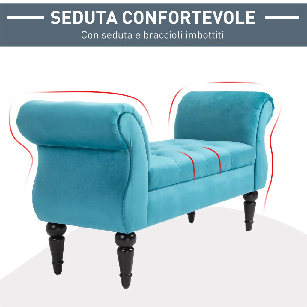 Panca letto ¨C zephmum ¨C azzurra, legno, 117x40x58cm