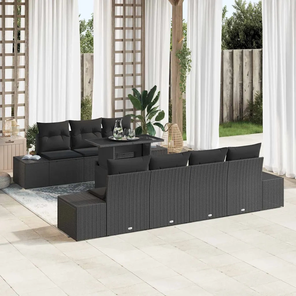 Set Divano da Giardino con cuscino 8 pcs Nero 3357866