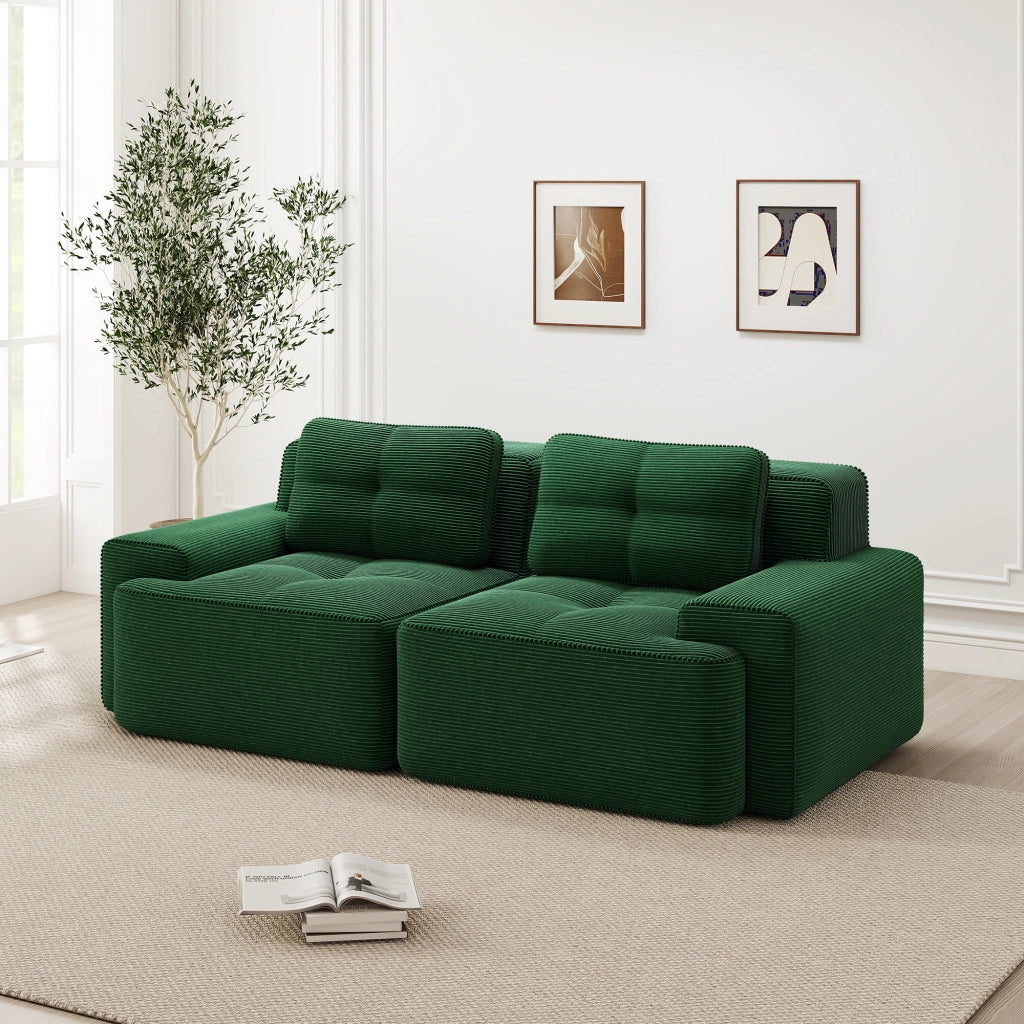Divano Modulare Boneless ¨C Xylo ¨C Velluto a Coste, Verde, Loveseat