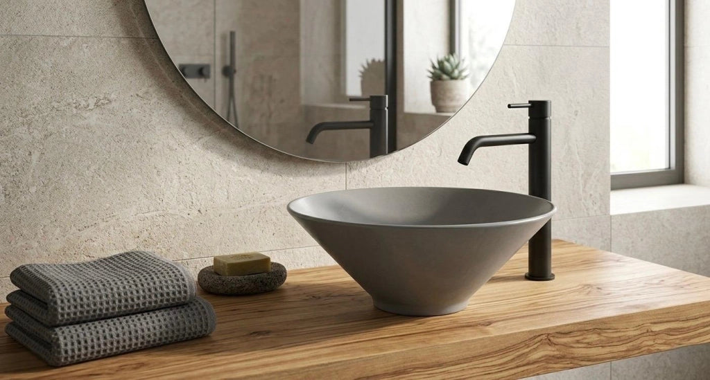 Lavabo d'appoggio da design in ceramica Grigio Cemento