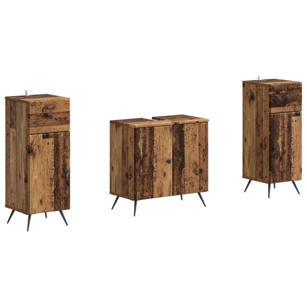 Set di Armadi da Bagno da 2 Pezzi BREDA Legno antico 3418051