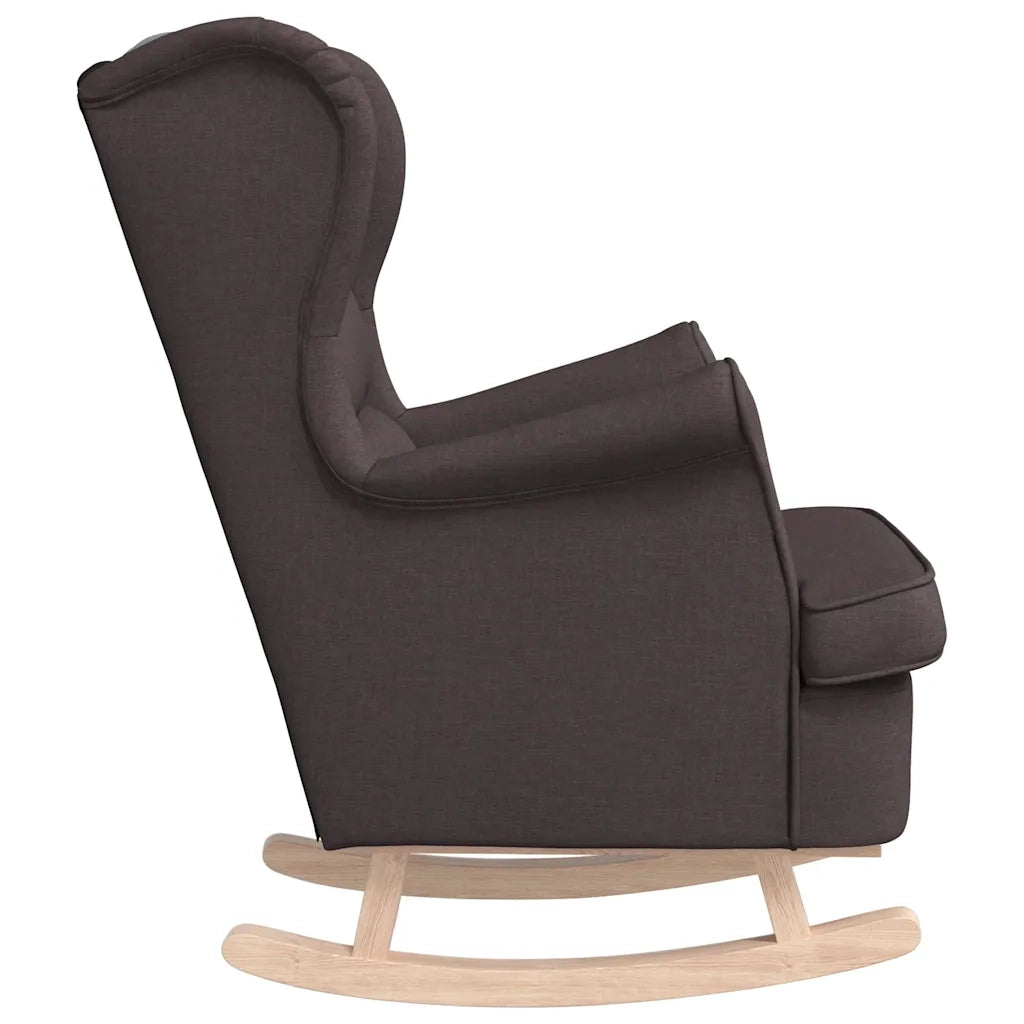 Poltrona | Sedia a Dondolo Marrone Scuro 74x90x102 cm in Tessuto