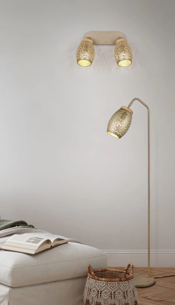 Piantana, metallo, caffè e legno, H 147 cm, Bidar