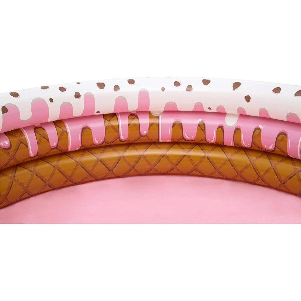 Trade Shop - Piscina Gonfiabile Tonda A 3 Anelli Design Gelato Con Panna Per Bambini 160x38cm 016173 -