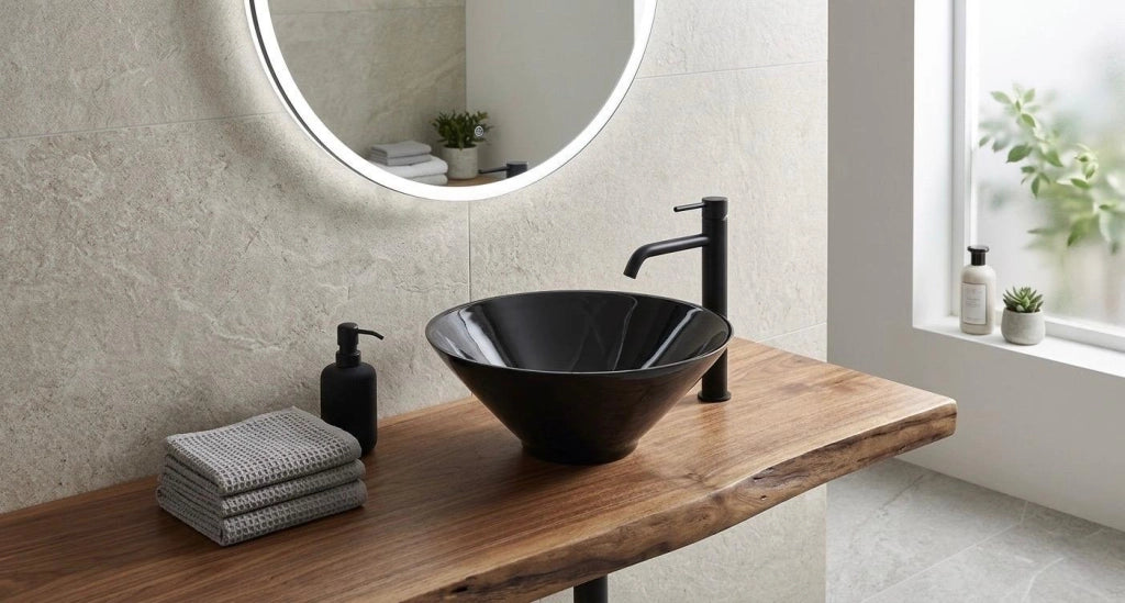 Lavabo d'appoggio da design in ceramica Nero