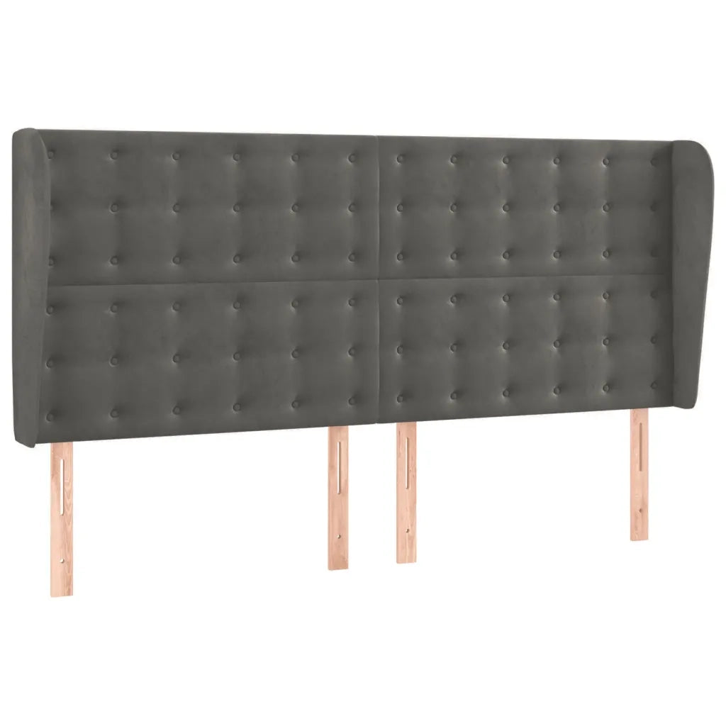 Testiera ad Orecchio-Testata con Orecchie GrigioScuro 183x23x118/128cm in Velluto 792885
