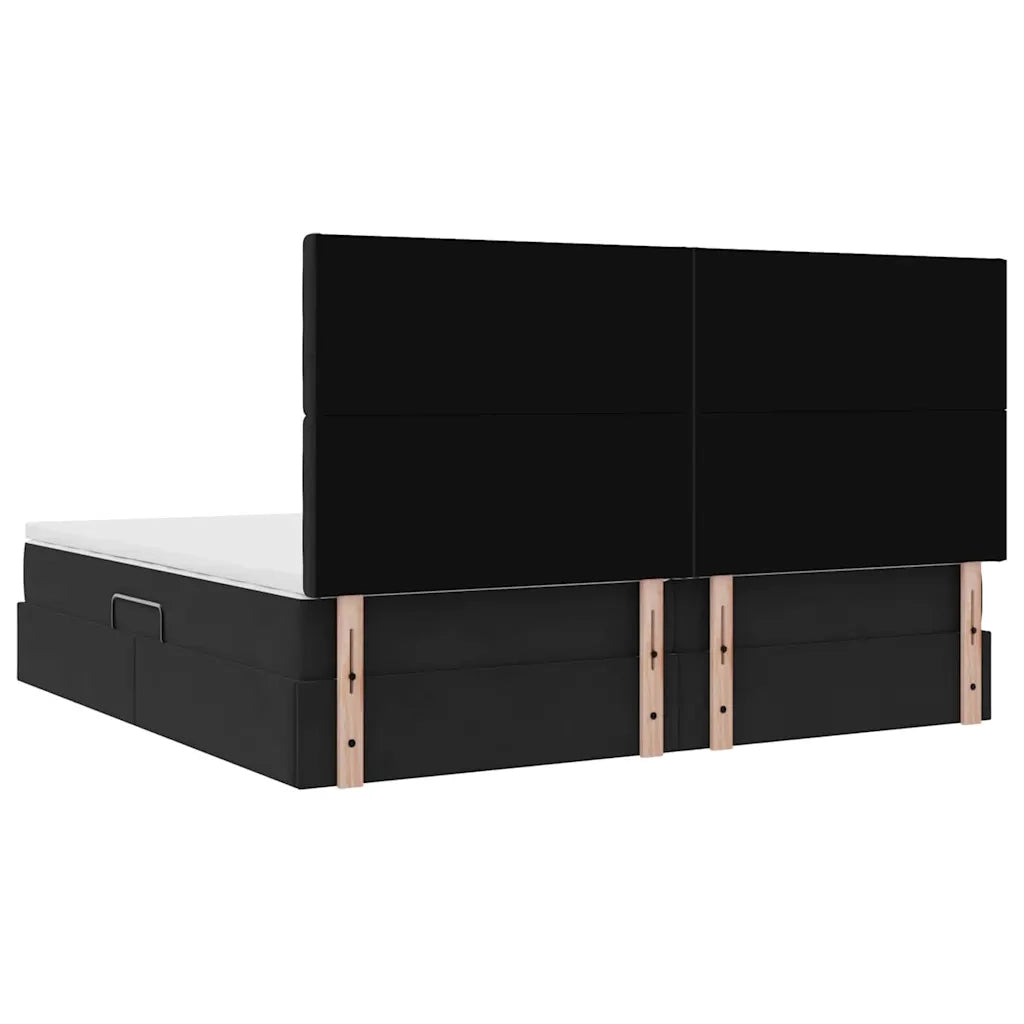 Letto con contenitore e materasso Nero 200 x 200 cm Velluto