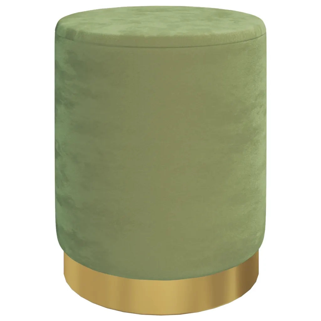 Sgabello Rotondo con Contenitore Verde Senape in Velluto 31 x 37 cm 340292