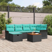 Set Divano da Giardino con cuscino 7 pcs Nero Poly Rattan 3360791