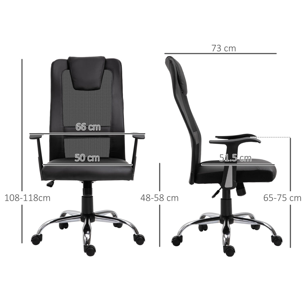 SEDIA DA UFFICIO Ergonomica 66x73x108-118 cm Similpelle Nera