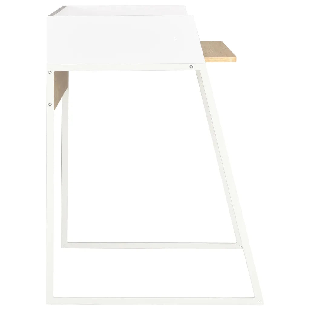 Scrivania | Tavolo da Ufficio Bianca e Rovere 90x60x88 cm
