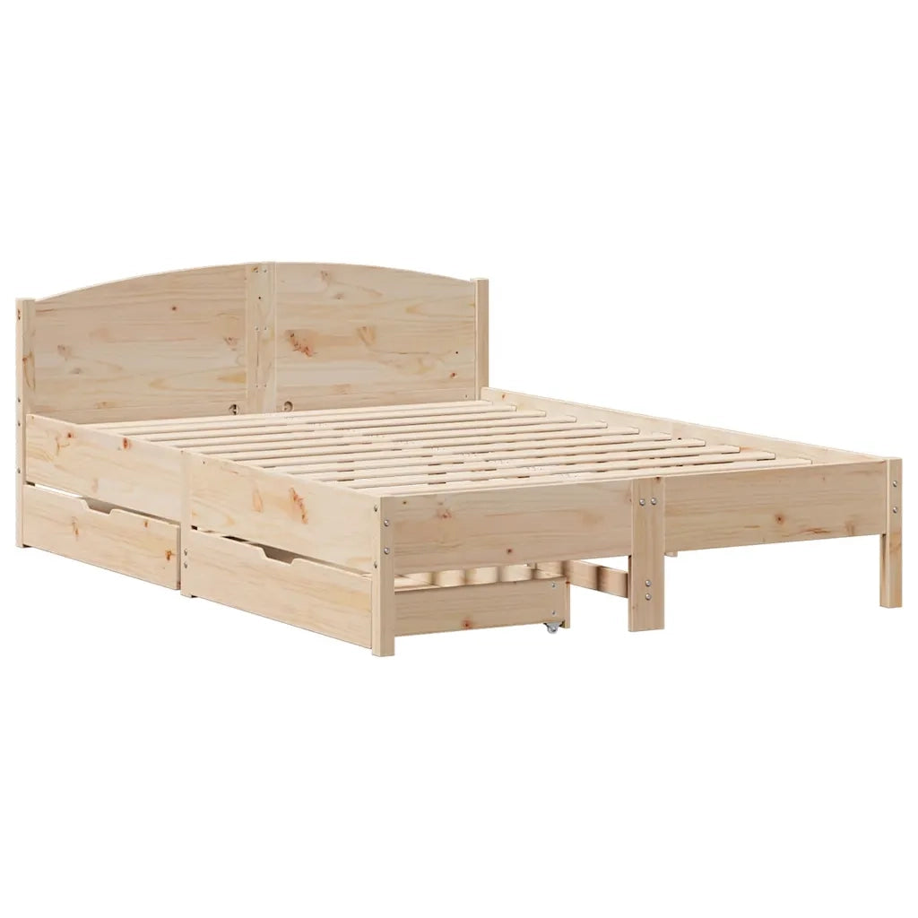 Letto senza Materasso-Struttura Letto 135x190 cm in Legno Massello di Pino 513146
