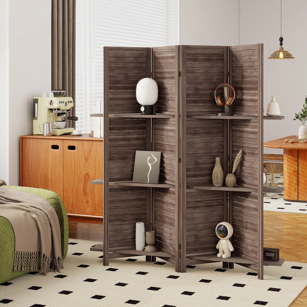 Paravento in legno 4 pannelli ¨C zephmum ¨C 160x170 cm noce