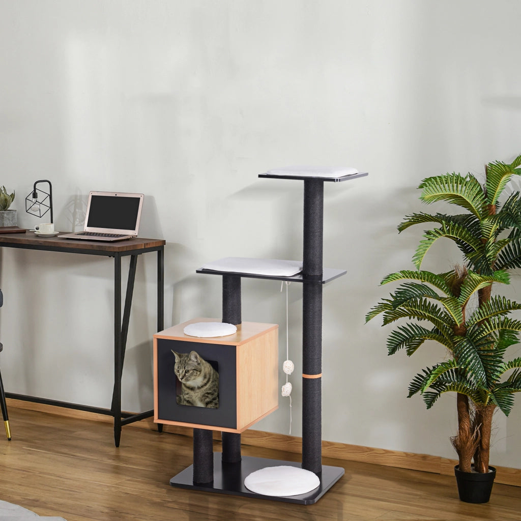 Albero per gatti con piattaforme e grattatoi ¨C Minimal ¨C 71.5x49.5x120 cm MDF nero