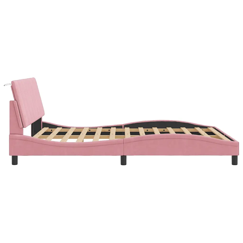 Giroletto senza Materasso Hanko Rosa 160x200 cm in Velluto