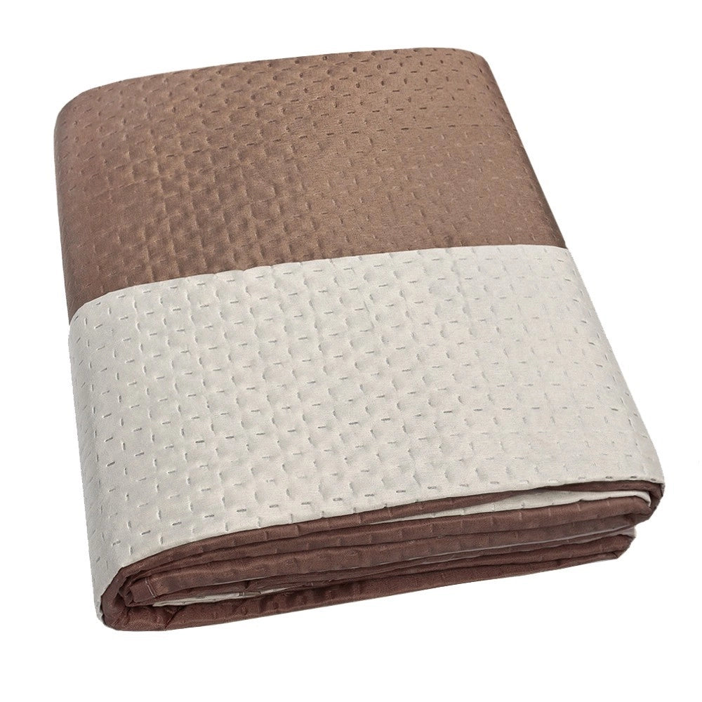 Trapunta Double Face 200x255 cm Coperta Morbida Copriletto Tinta Unita Marrone