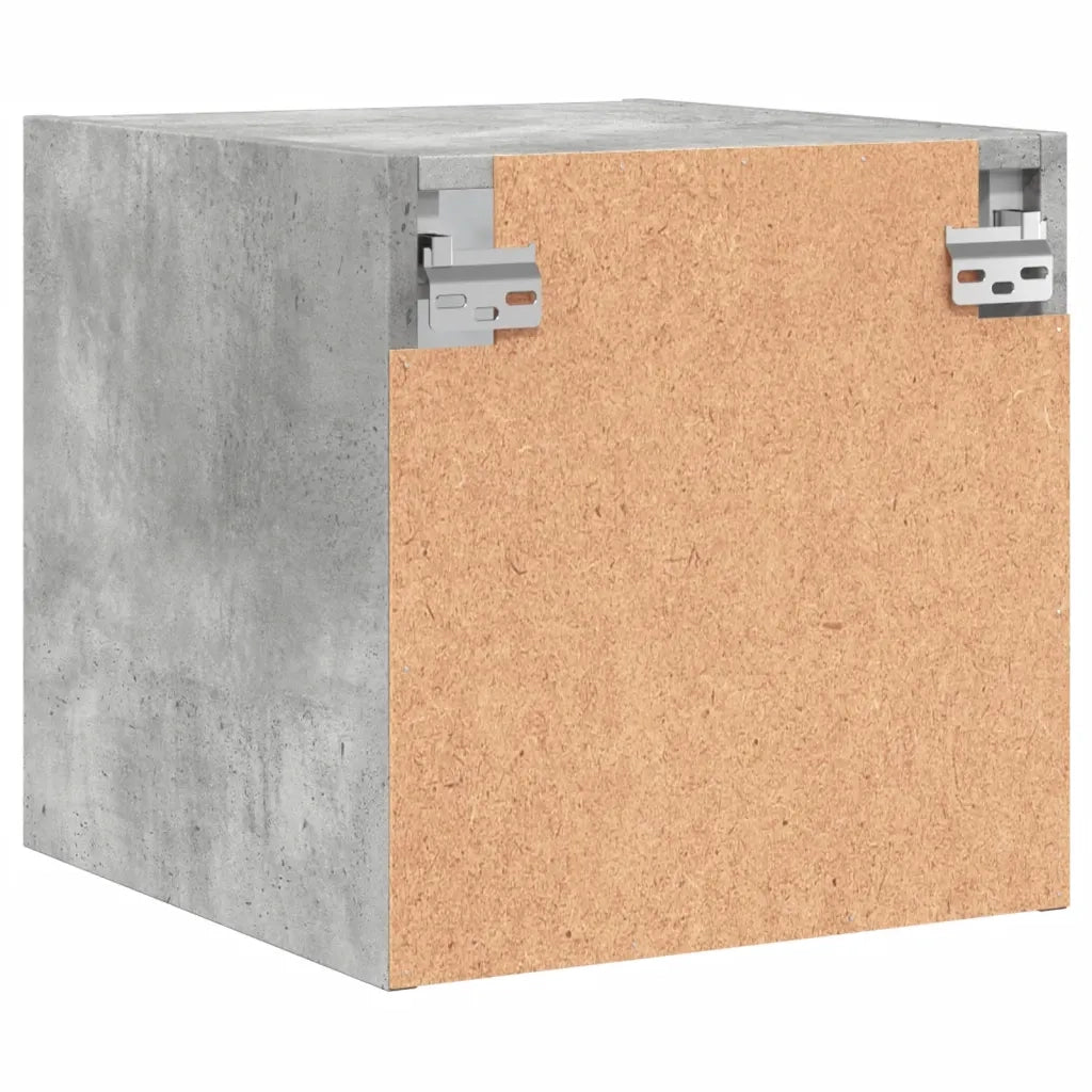 Set di 2 Comodini | Armadio da Notte | Mobiletto da notte con Ante in Vetro Grigio Cemento 35x37x35 cm