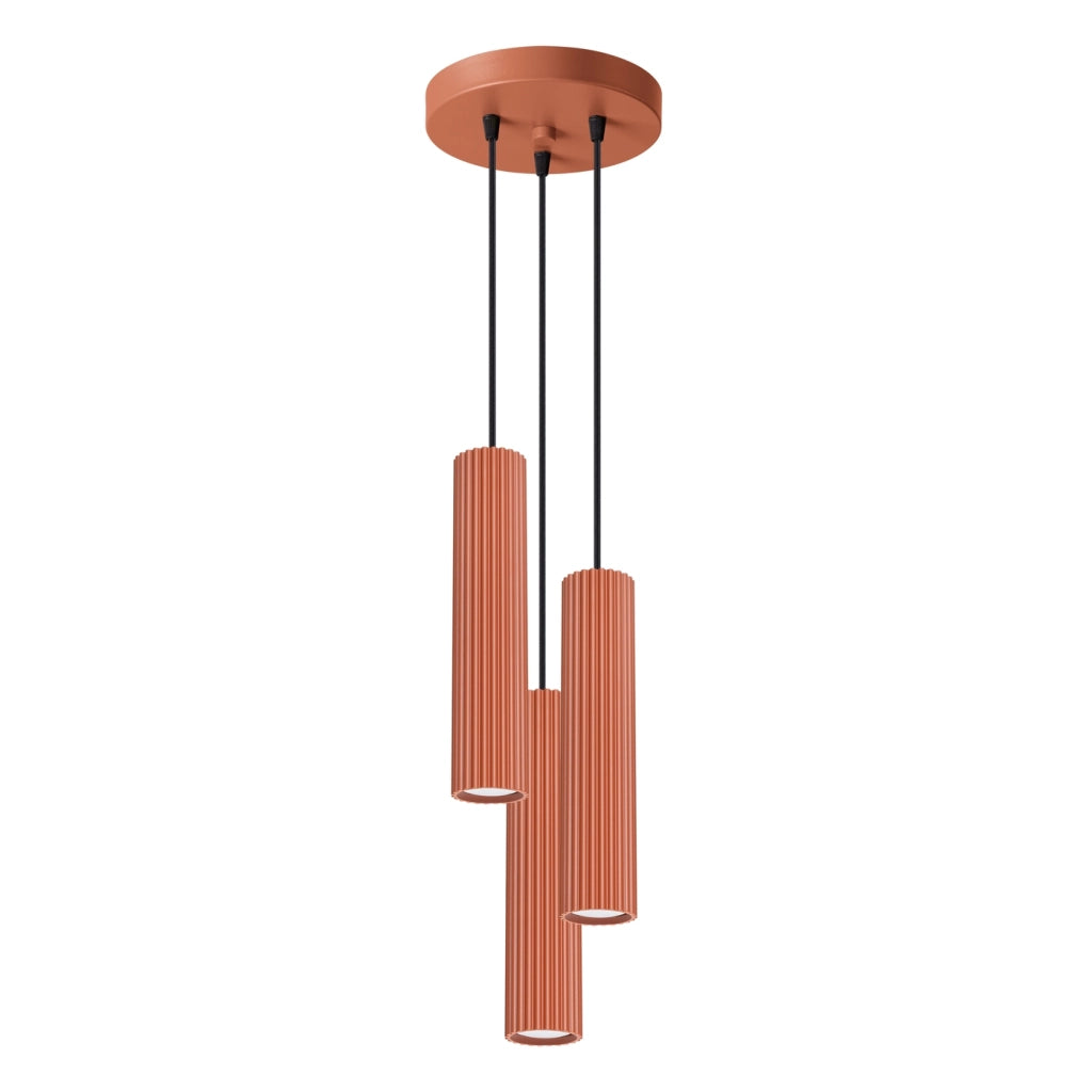 Lampada a sospensione KARBON 3P rosso ocra