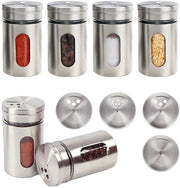 Set di contenitori per erbe - 6 pezzi - Bacinelli rotondi per erbe - Acciaio inossidabile - 100 ml - Chiusura ermetica con finestra di osservazione