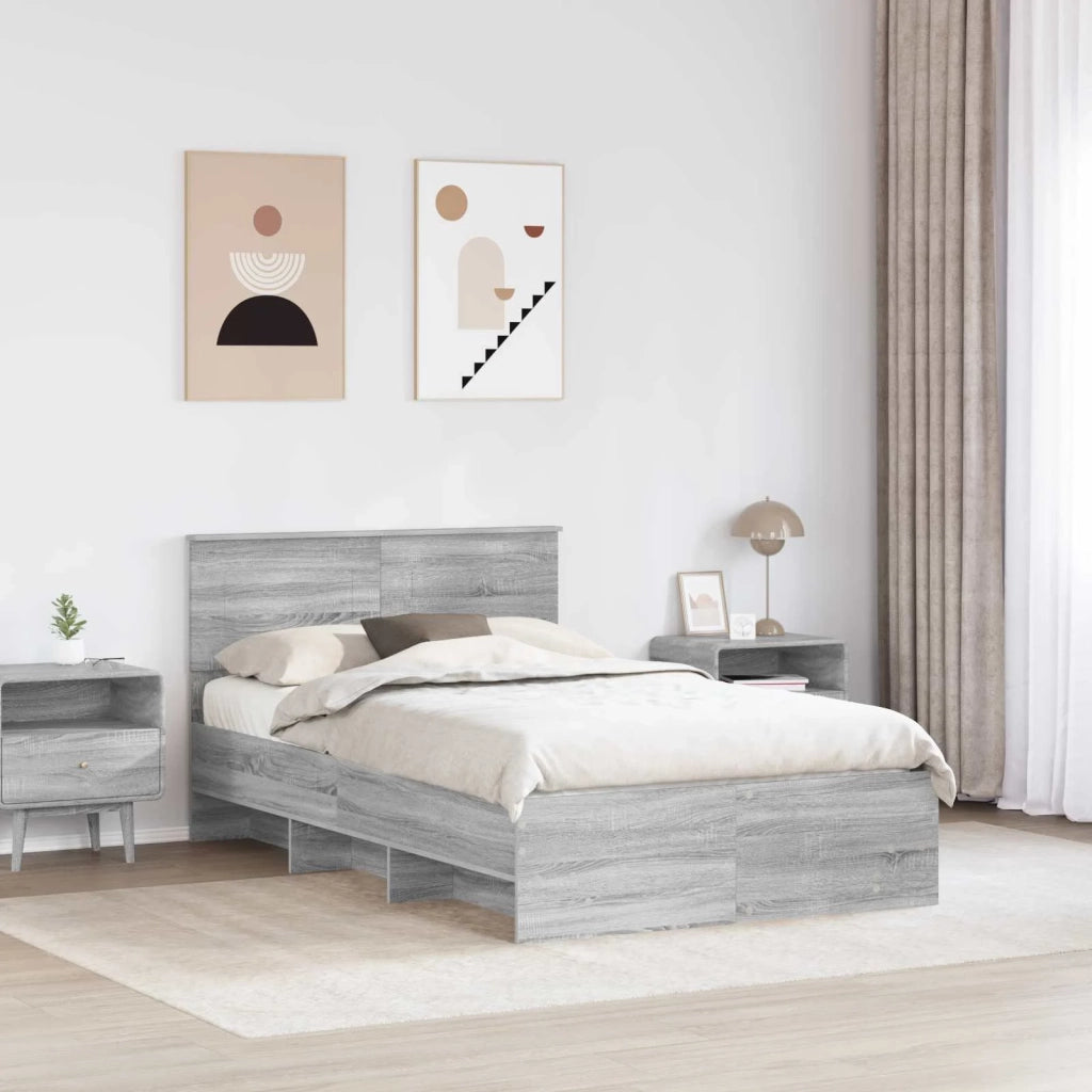 Struttura del letto con testiera-Giroletto con Testiera Grigio Sonoma 137 x 203 cm 321260