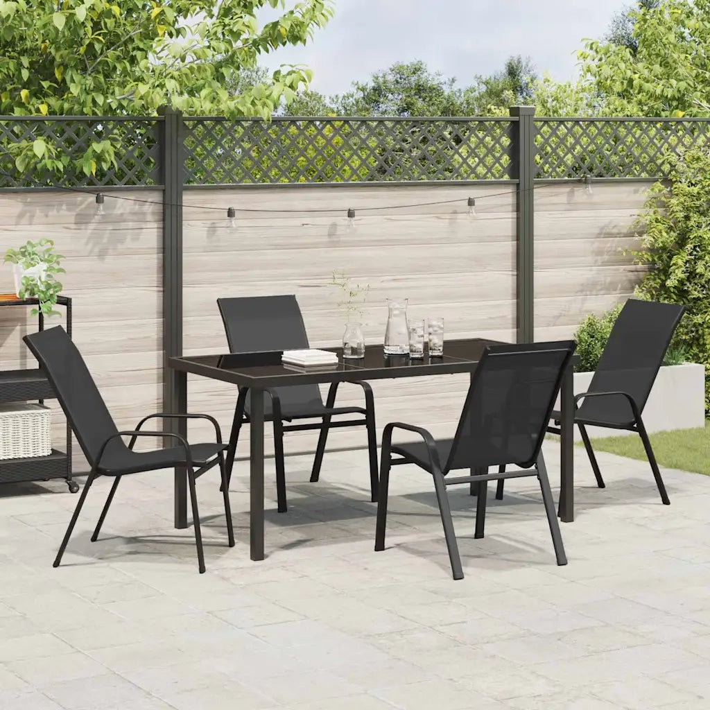 Set da Pranzo per Giardino 5 pcs Nero