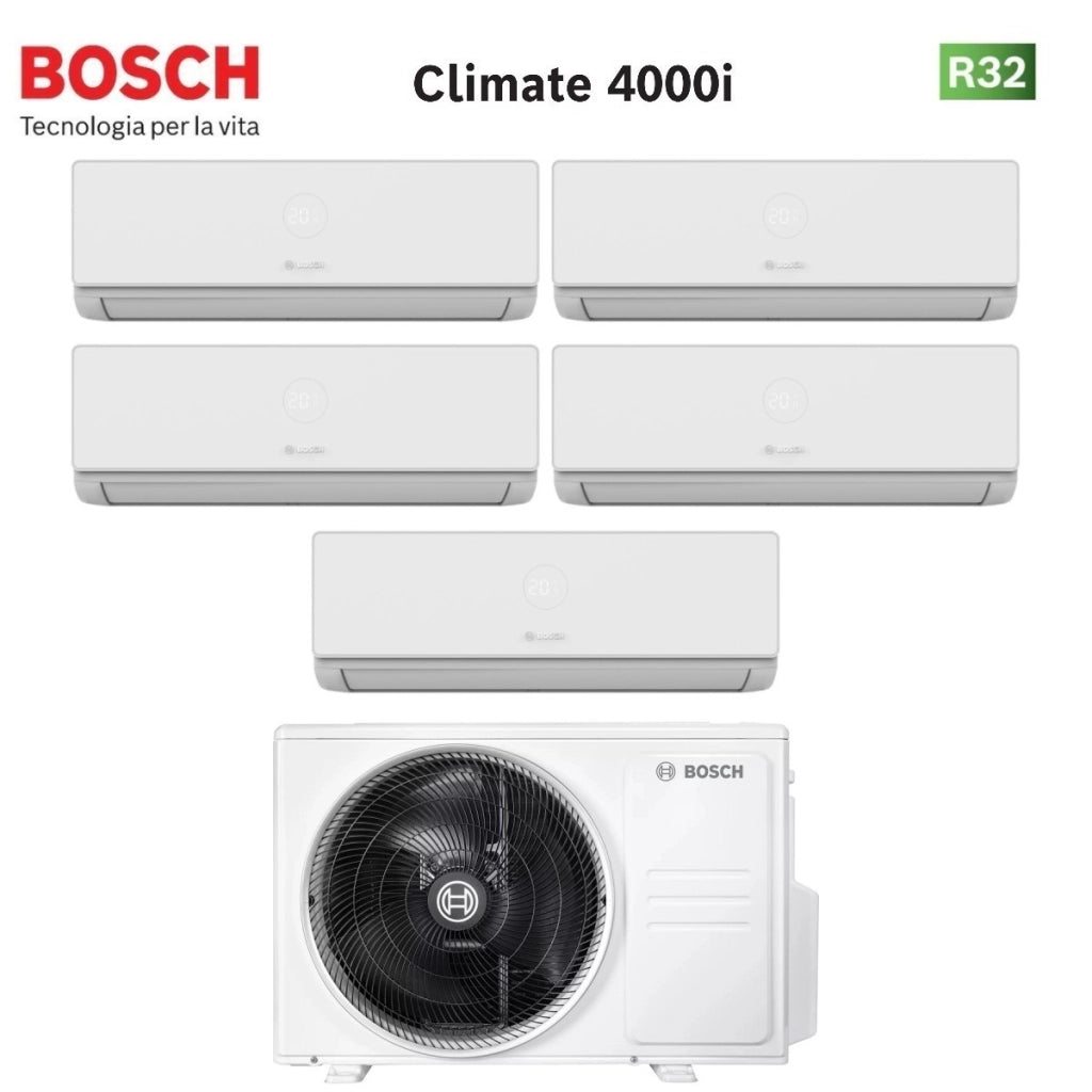 Condizionatore Penta Split Bosch CLIMATE 4000i 9+9+12+12+12 con 5000M 125/5 E R-32 Wi-Fi Optional